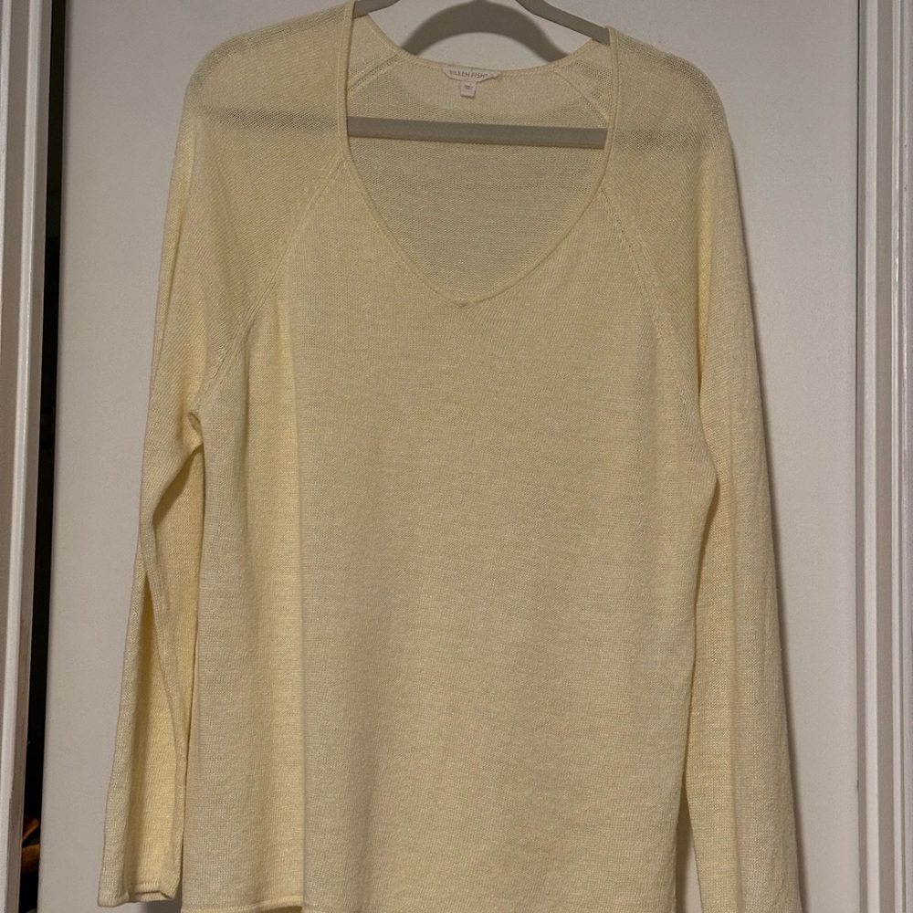 Eileen Fisher Light Yellow V-Neck Sweater